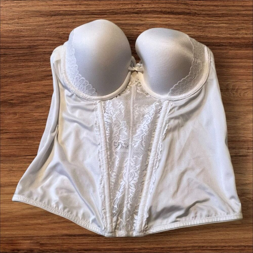 Maidenform White Lace Corset Bustier Strapless Bra 36B